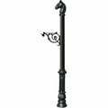Lewiston Support Bracket Post System with Ornate Base & Horsehead Finial, Black LPST-701-BL